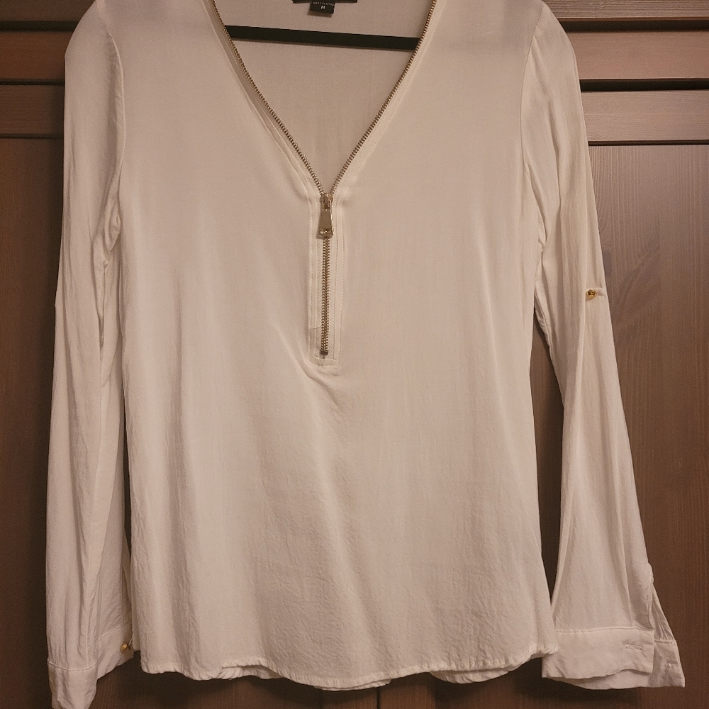 White blouse gold zipper